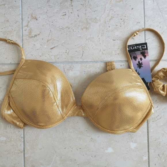 NWT Gold Lame Bikini Two Piece Swimsuit Size 14 C Cup - Picture 9 of 12